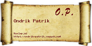 Ondrik Patrik névjegykártya